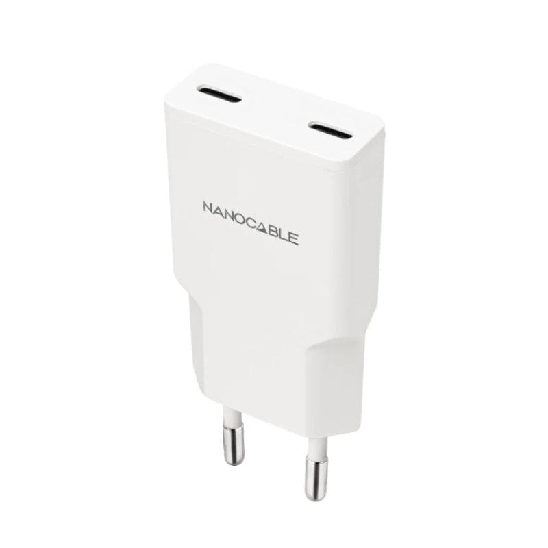 Nanocable Cargador 2xUSB-C / PD 20 W Blanco