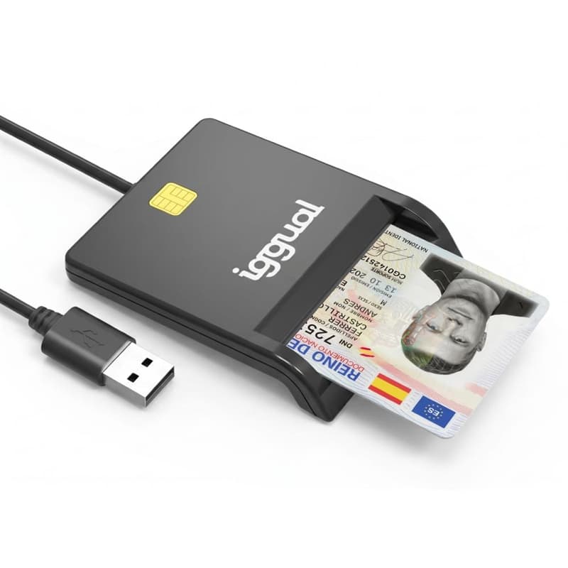 iggual Lector DNI SIP tarjetas ID USB 2.0 negro